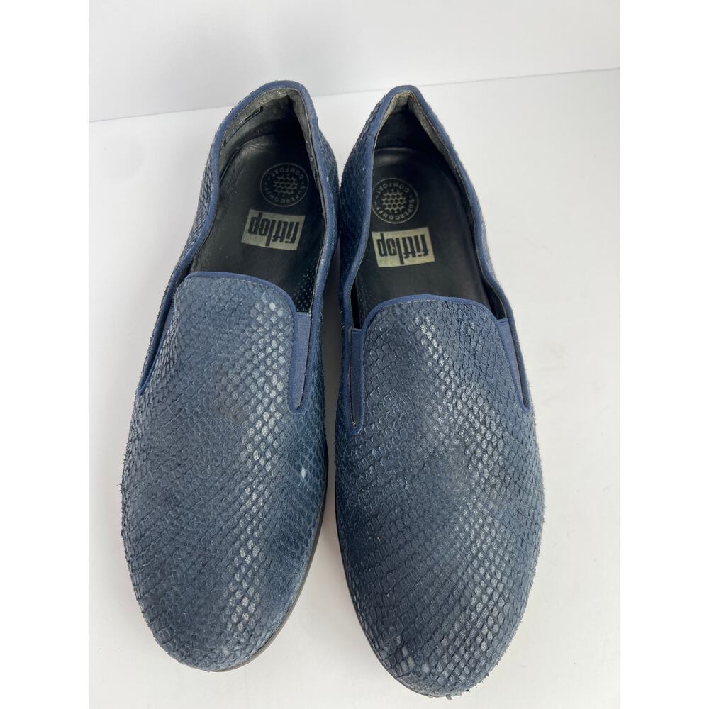 FitFlop Superskate Midnight Navy Snake-Embossed Print Loafers /Sneaker Size 9